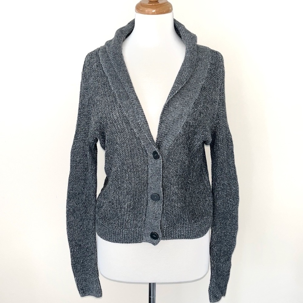American Eagle Outfitters Grey Knit Cardigan Sweater Large Button up